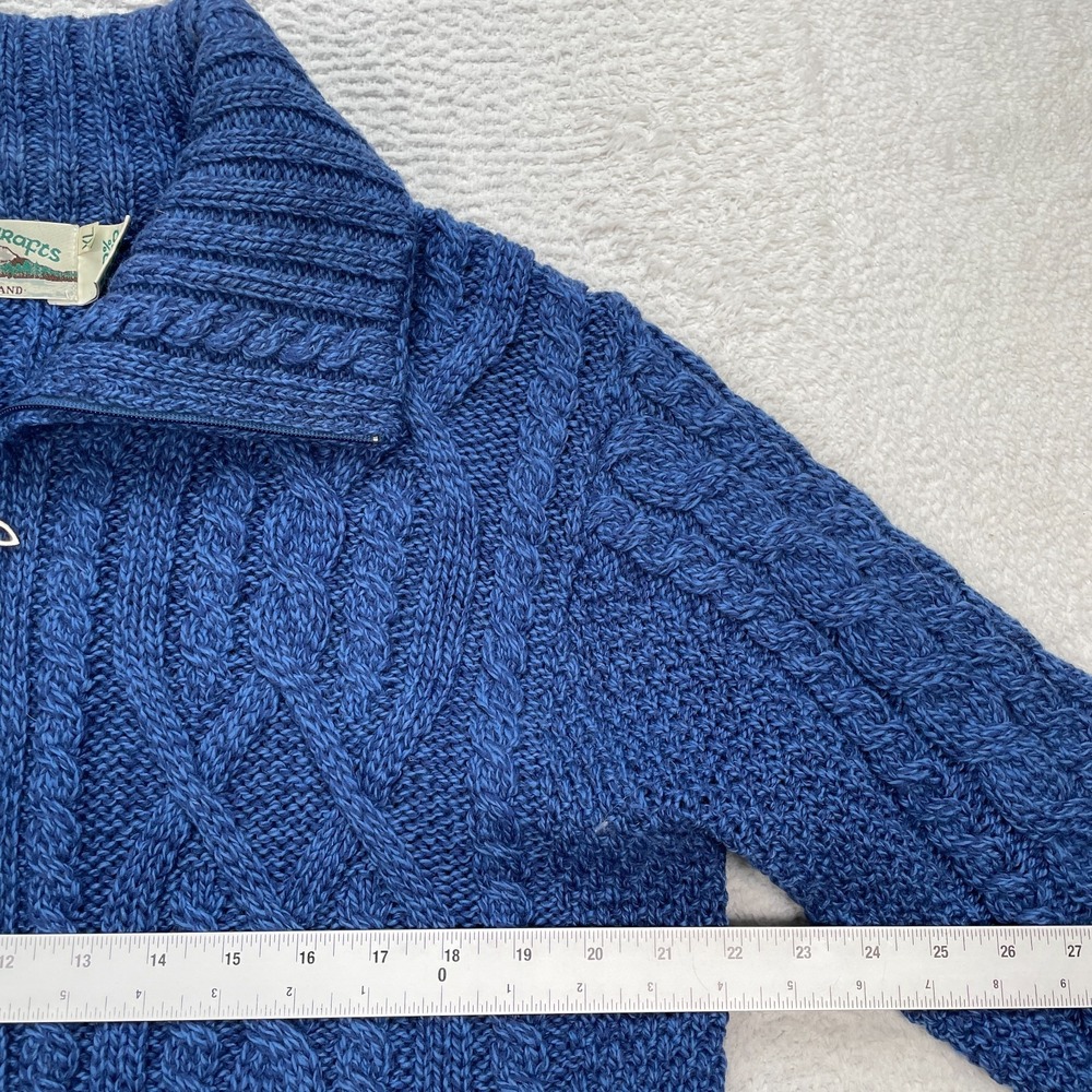 Aran Crafts Cable Knit Cardigan Womens XL 100% Merino Wool, Celtic‎ Blue - Picture 6 of 7
